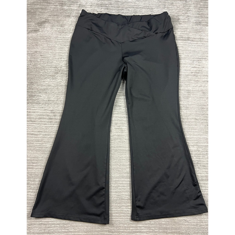 Shein Yoga Pants Womens 3XL Black Curve Crossover‎ V-Waist Flare Leg Activewear
